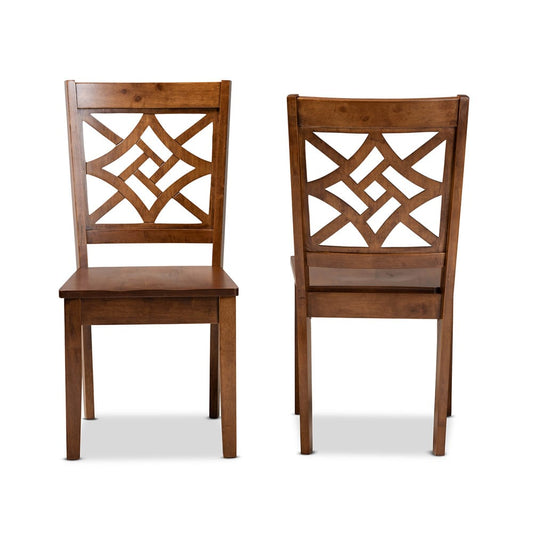 Baxton Studio - Nicolette Set of 2 Dining Chairs in Walnut Brown - RH340C-Walnut Wood Scoop Seat-DC-2PK view 2