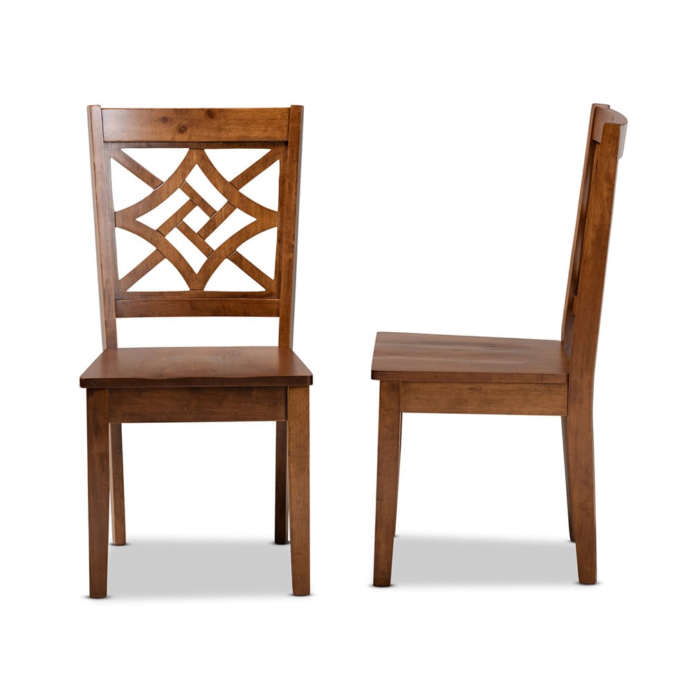 Baxton Studio - Nicolette Set of 2 Dining Chairs in Walnut Brown - RH340C-Walnut Wood Scoop Seat-DC-2PK view 3
