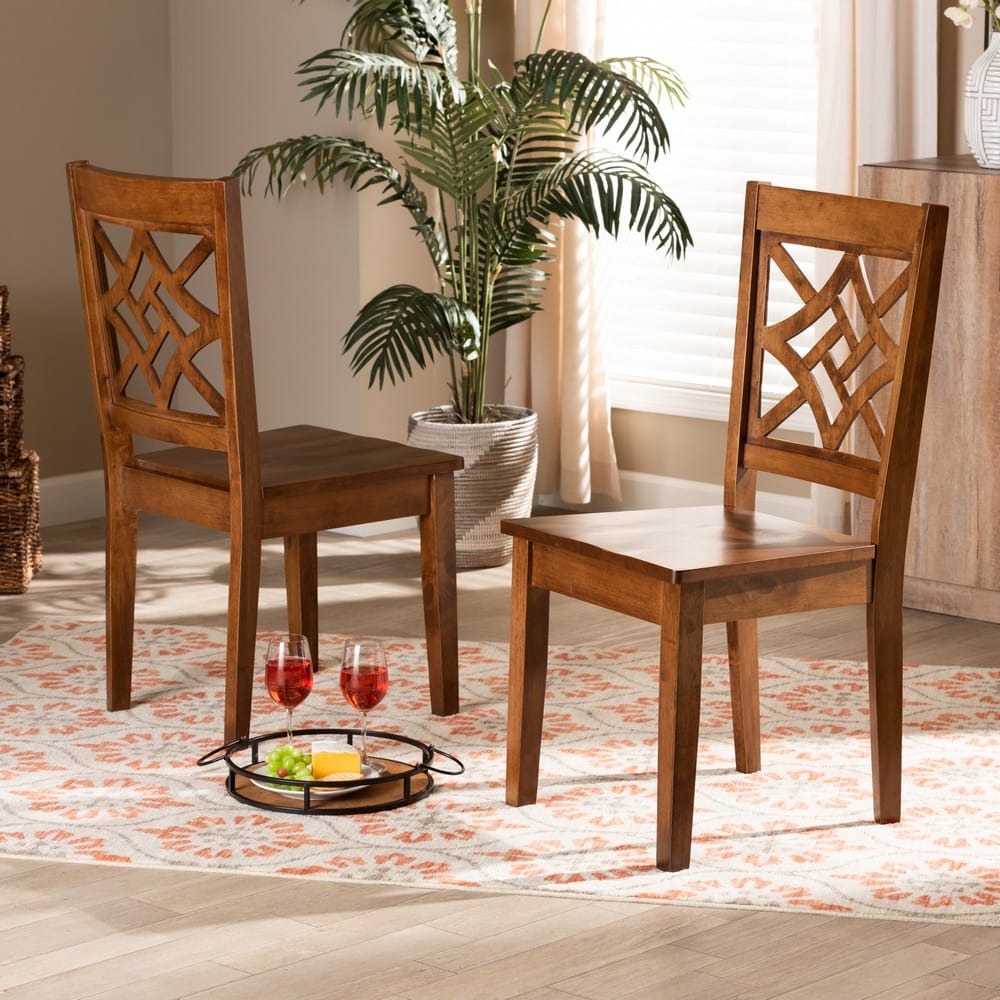 Baxton Studio - Nicolette Set of 2 Dining Chairs in Walnut Brown - RH340C-Walnut Wood Scoop Seat-DC-2PK view 6