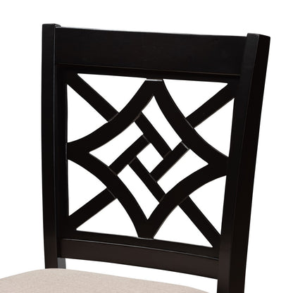 Baxton Studio - Nicolette Set of 2 Pub Stools in Sand/Dark Brown - RH340P-Sand/Dark Brown-PC view 4