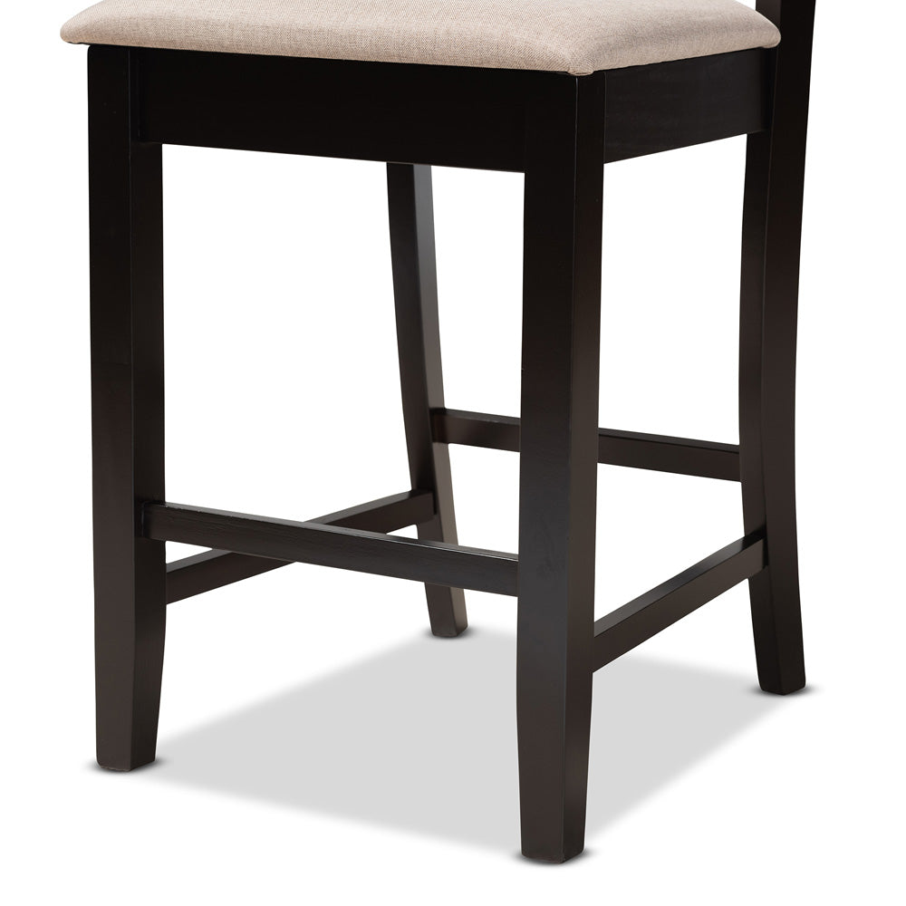 Baxton Studio - Nicolette Set of 2 Pub Stools in Sand/Dark Brown - RH340P-Sand/Dark Brown-PC view 5