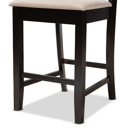 Baxton Studio - Nicolette Set of 2 Pub Stools in Sand/Dark Brown - RH340P-Sand/Dark Brown-PC view 5