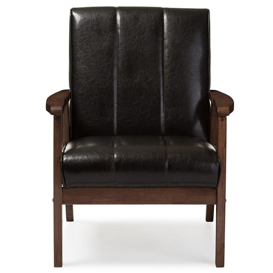 Baxton Studio - Nikko Accent Chair in Dark Brown - BBT8011A2-Brown Chair view 2