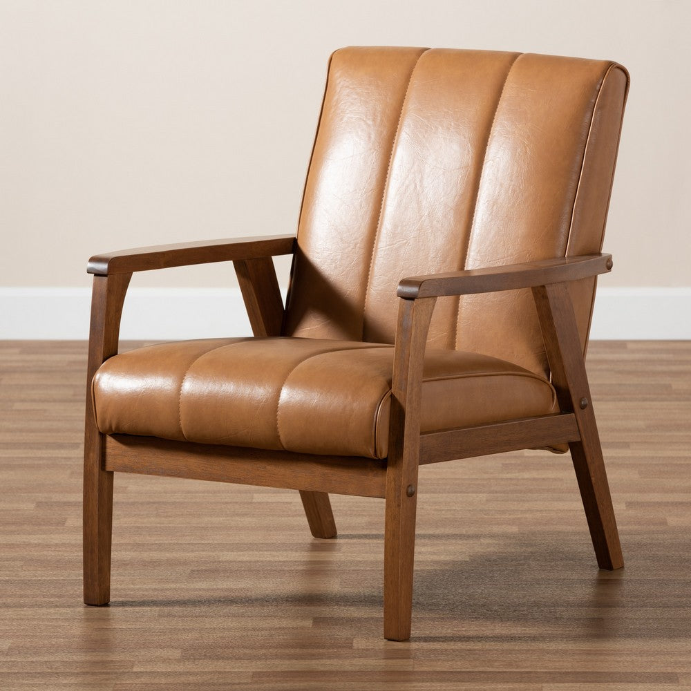 Baxton Studio - Nikko Chair in Tan/walnut brown - BBT8011A2-Tan Chair view 8