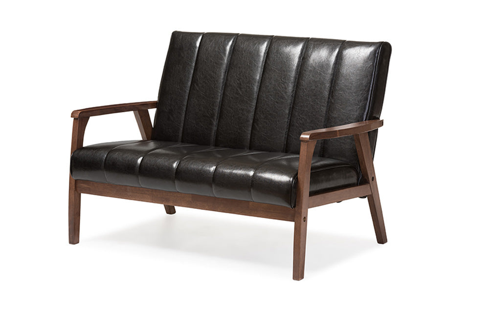 Baxton Studio - Nikko Loveseat in Black - BBT8011A2-Black Loveseat view 1