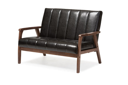 Baxton Studio - Nikko Loveseat in Black - BBT8011A2-Black Loveseat view 1