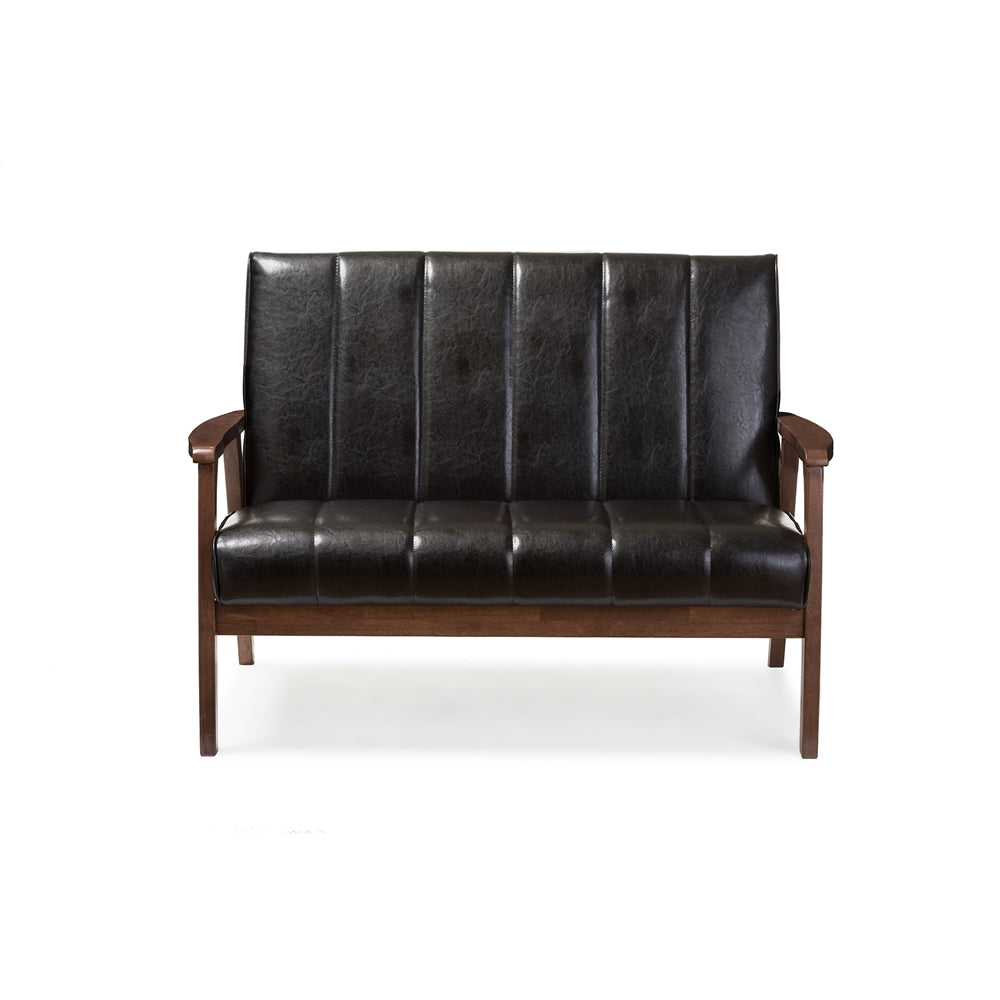 Baxton Studio - Nikko Loveseat in Black - BBT8011A2-Black Loveseat view 2