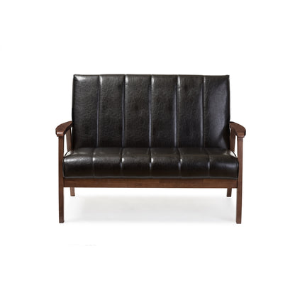 Baxton Studio - Nikko Loveseat in Black - BBT8011A2-Black Loveseat view 2