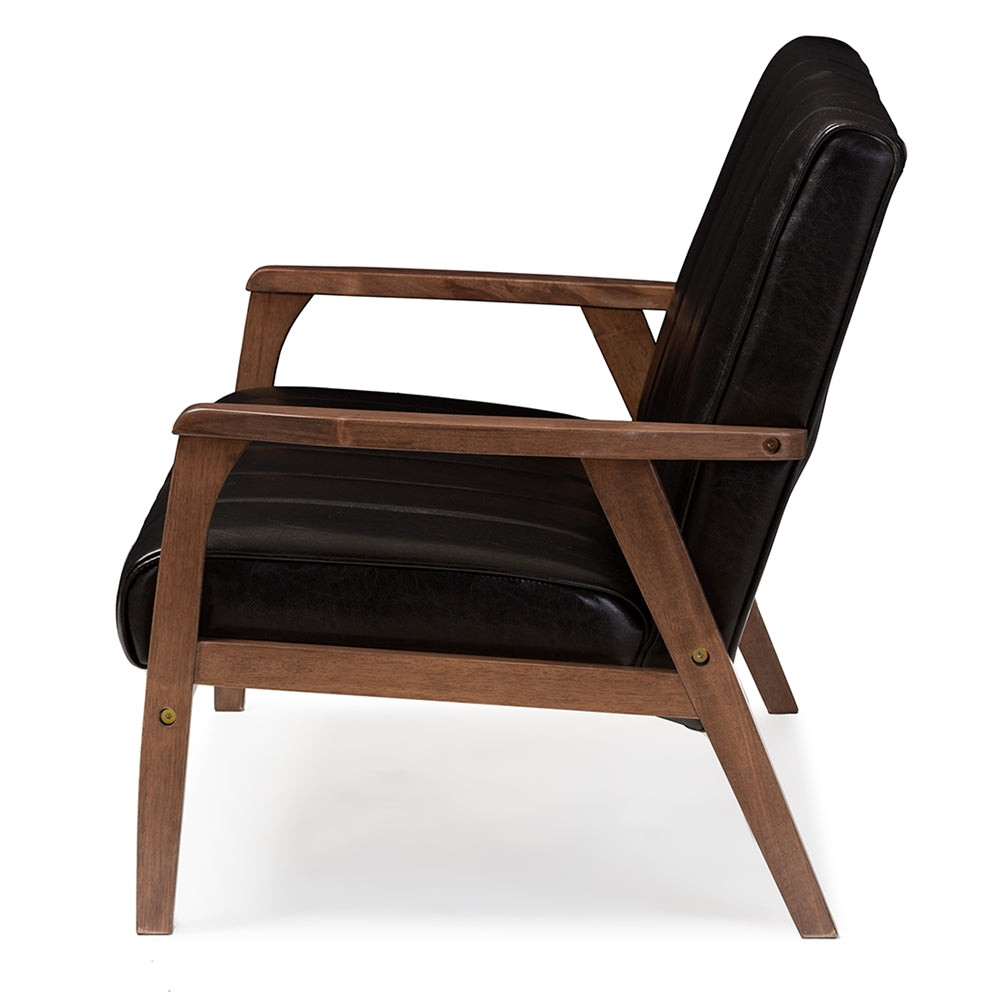 Baxton Studio - Nikko Loveseat in Black - BBT8011A2-Black Loveseat view 3