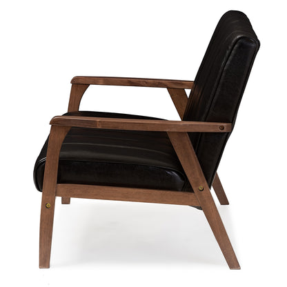 Baxton Studio - Nikko Loveseat in Black - BBT8011A2-Black Loveseat view 3