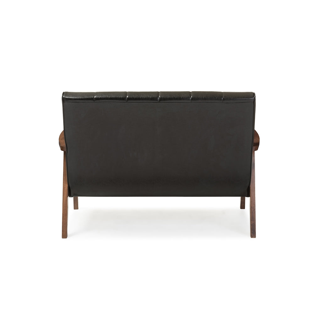 Baxton Studio - Nikko Loveseat in Black - BBT8011A2-Black Loveseat view 4