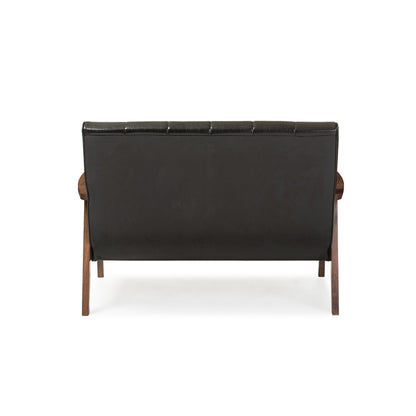 Baxton Studio - Nikko Loveseat in Black - BBT8011A2-Black Loveseat view 4