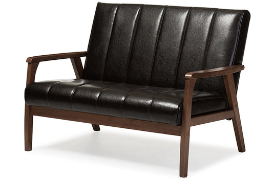 Baxton Studio - Nikko Loveseat in Dark Brown - BBT8011A2-Brown Loveseat view 1