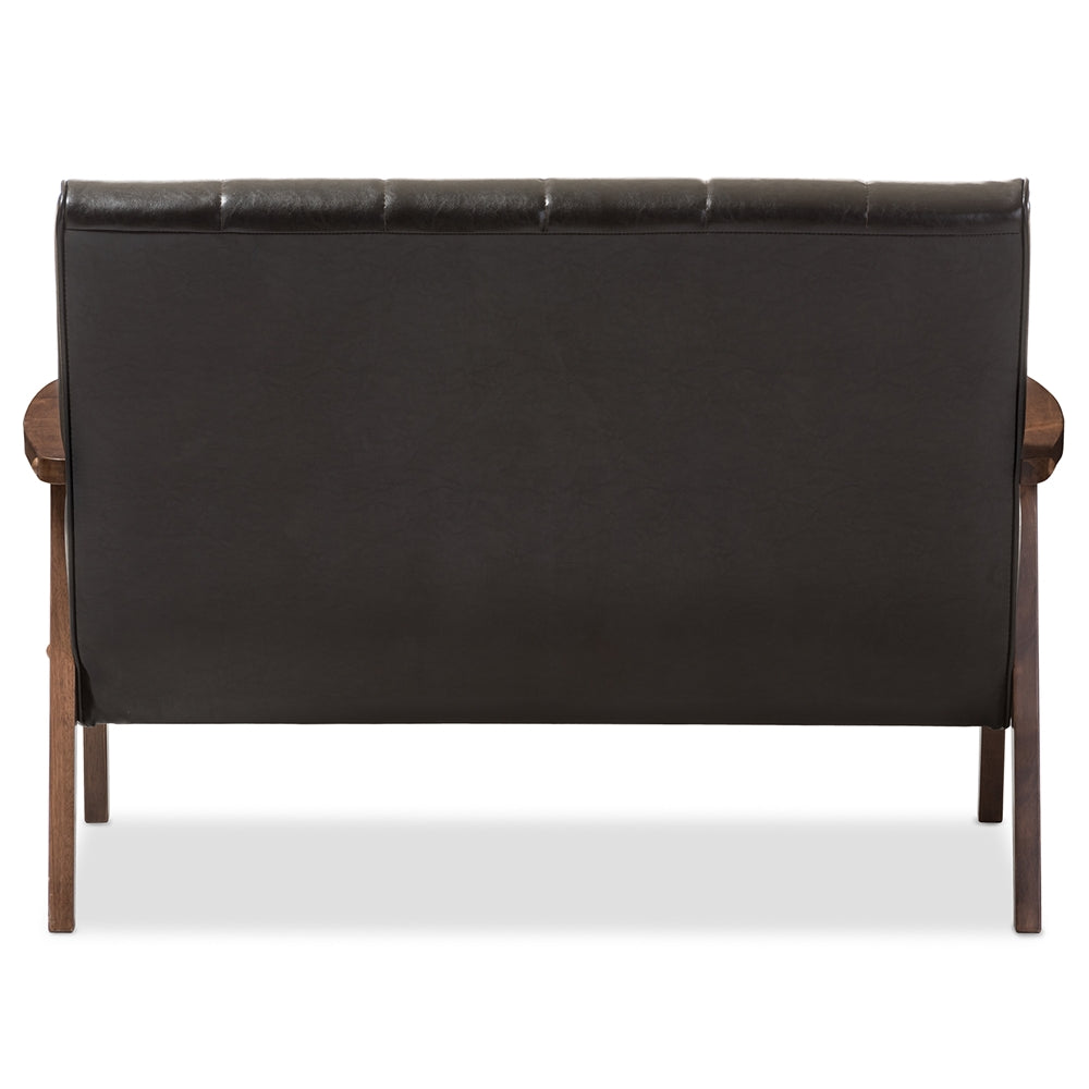 Baxton Studio - Nikko Loveseat in Dark Brown - BBT8011A2-Brown Loveseat view 4