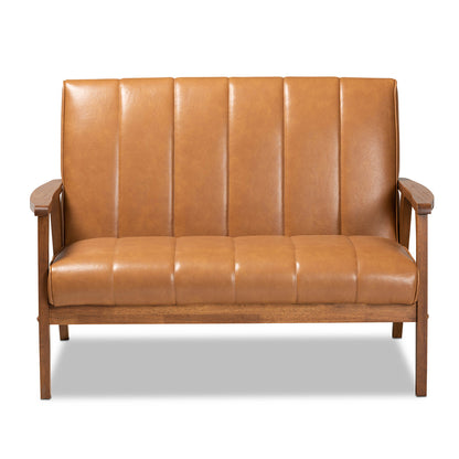 Baxton Studio - Nikko Loveseat in Tan/walnut brown - BBT8011A2-Tan Loveseat view 2