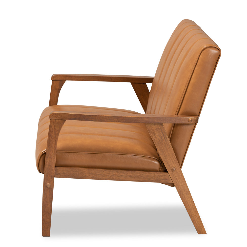 Baxton Studio - Nikko Loveseat in Tan/walnut brown - BBT8011A2-Tan Loveseat view 3