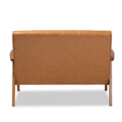 Baxton Studio - Nikko Loveseat in Tan/walnut brown - BBT8011A2-Tan Loveseat view 4