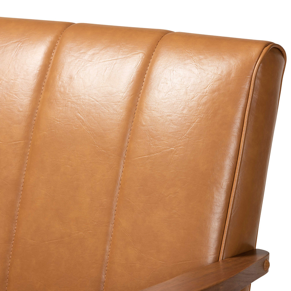 Baxton Studio - Nikko Loveseat in Tan/walnut brown - BBT8011A2-Tan Loveseat view 5