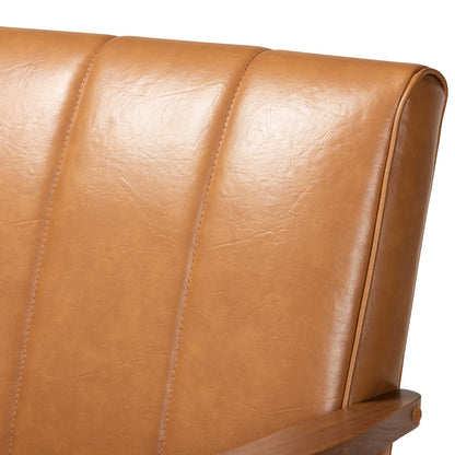 Baxton Studio - Nikko Loveseat in Tan/walnut brown - BBT8011A2-Tan Loveseat view 5