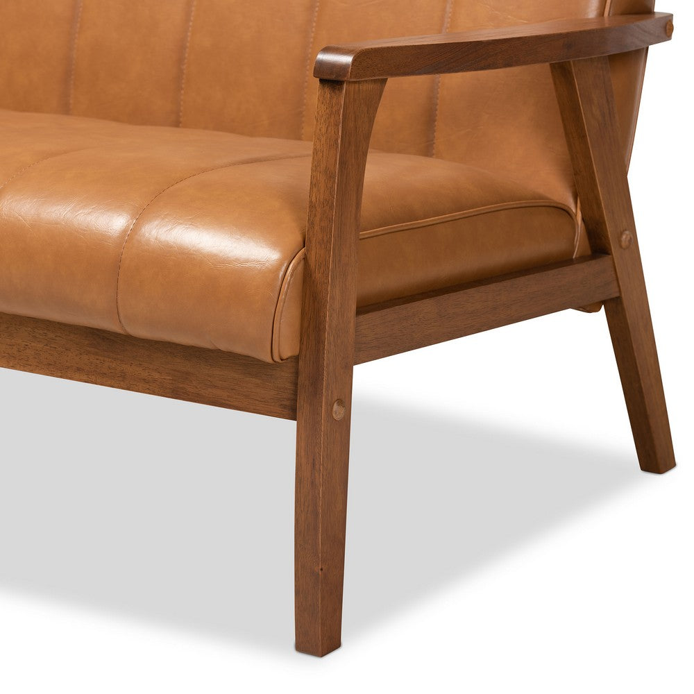 Baxton Studio - Nikko Loveseat in Tan/walnut brown - BBT8011A2-Tan Loveseat view 6