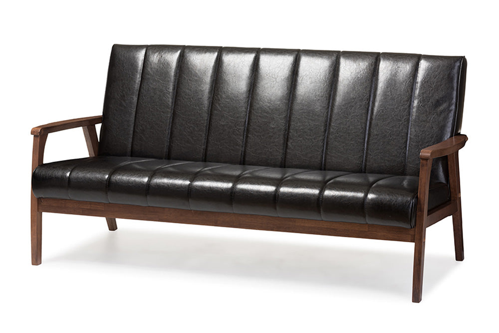 Baxton Studio - Nikko Sofa in Black - BBT8011A2-Black Sofa view 1