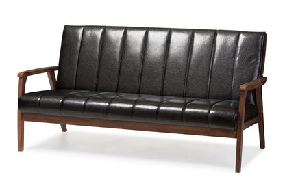Baxton Studio - Nikko Sofa in Black - BBT8011A2-Black Sofa view 1