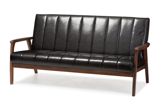 Baxton Studio - Nikko Sofa in Black - BBT8011A2-Black Sofa view 1
