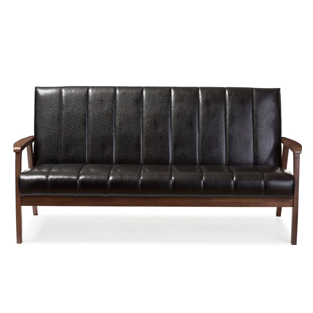 Baxton Studio - Nikko Sofa in Black - BBT8011A2-Black Sofa view 2