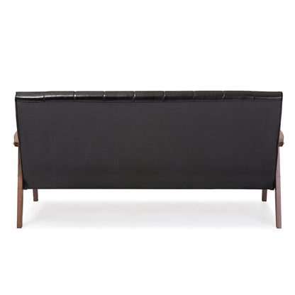 Baxton Studio - Nikko Sofa in Black - BBT8011A2-Black Sofa view 4