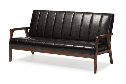Baxton Studio - Nikko Sofa in Dark Brown - BBT8011A2-Brown Sofa view 1