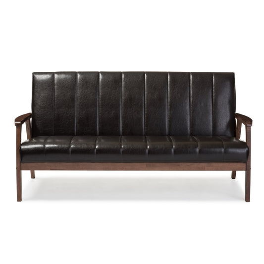 Baxton Studio - Nikko Sofa in Dark Brown - BBT8011A2-Brown Sofa view 2