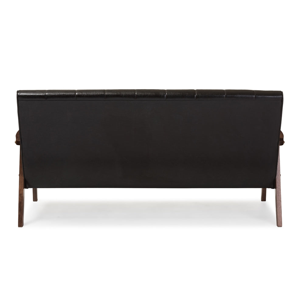 Baxton Studio - Nikko Sofa in Dark Brown - BBT8011A2-Brown Sofa view 4