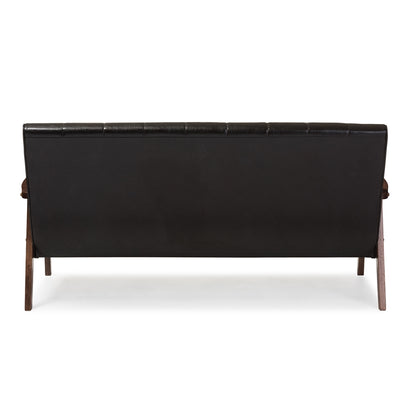 Baxton Studio - Nikko Sofa in Dark Brown - BBT8011A2-Brown Sofa view 4