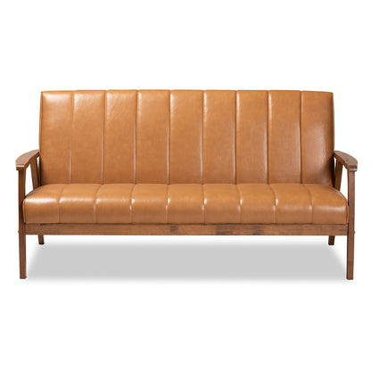 Baxton Studio - Nikko Sofa in Tan/walnut brown - BBT8011A2-Tan Sofa view 2