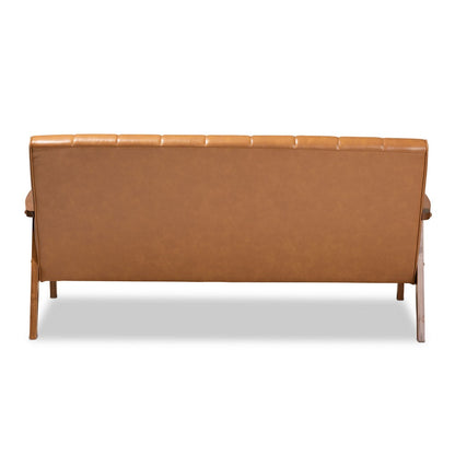 Baxton Studio - Nikko Sofa in Tan/walnut brown - BBT8011A2-Tan Sofa view 4