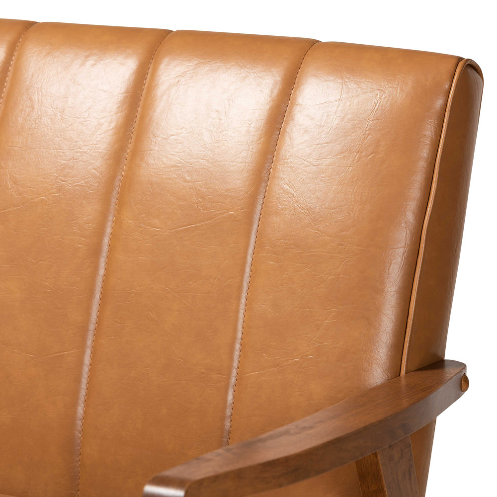 Baxton Studio - Nikko Sofa in Tan/walnut brown - BBT8011A2-Tan Sofa view 5