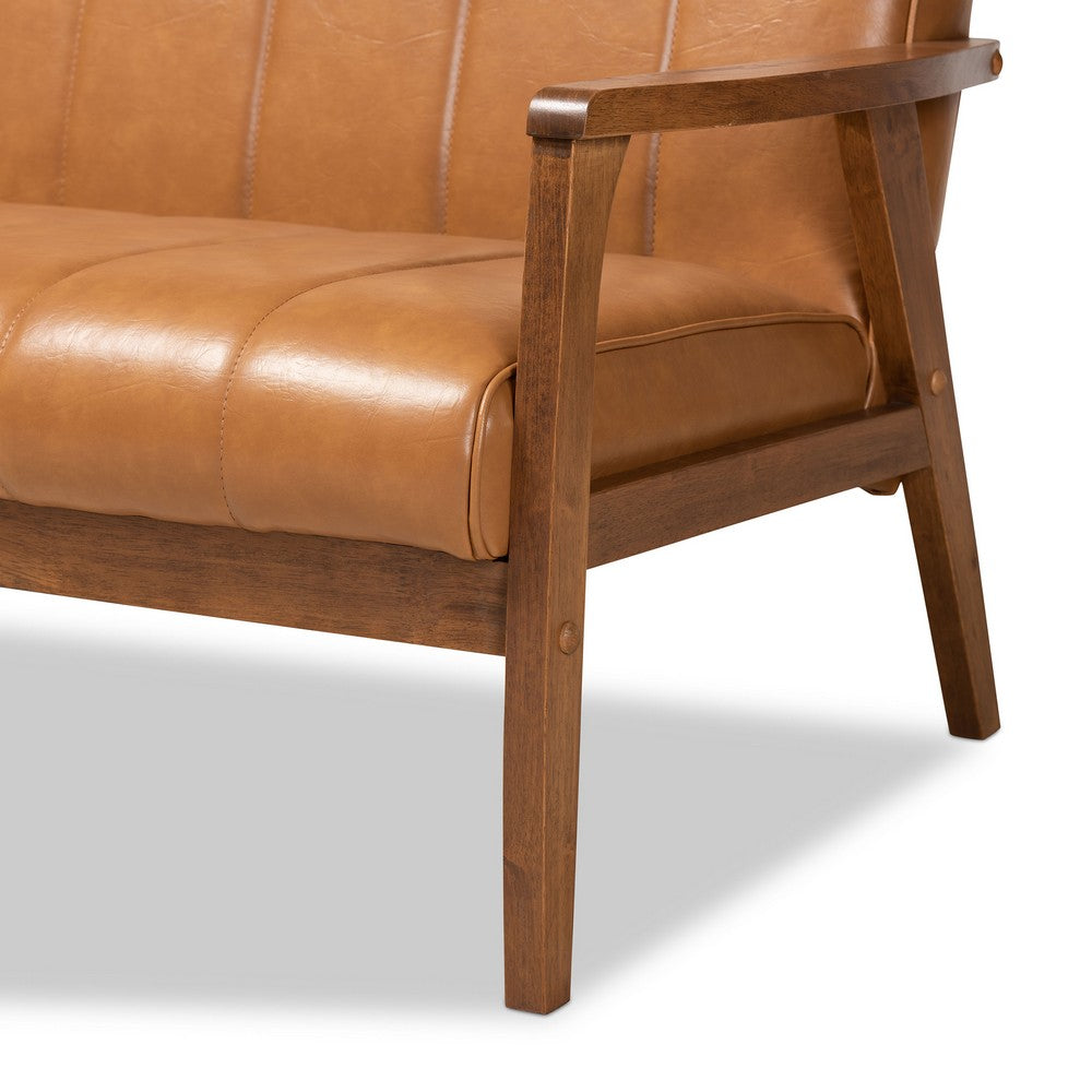 Baxton Studio - Nikko Sofa in Tan/walnut brown - BBT8011A2-Tan Sofa view 6