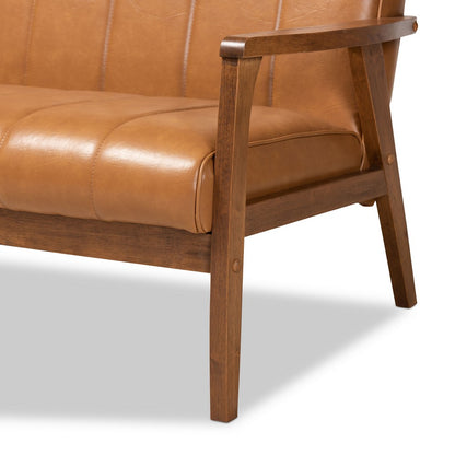 Baxton Studio - Nikko Sofa in Tan/walnut brown - BBT8011A2-Tan Sofa view 6