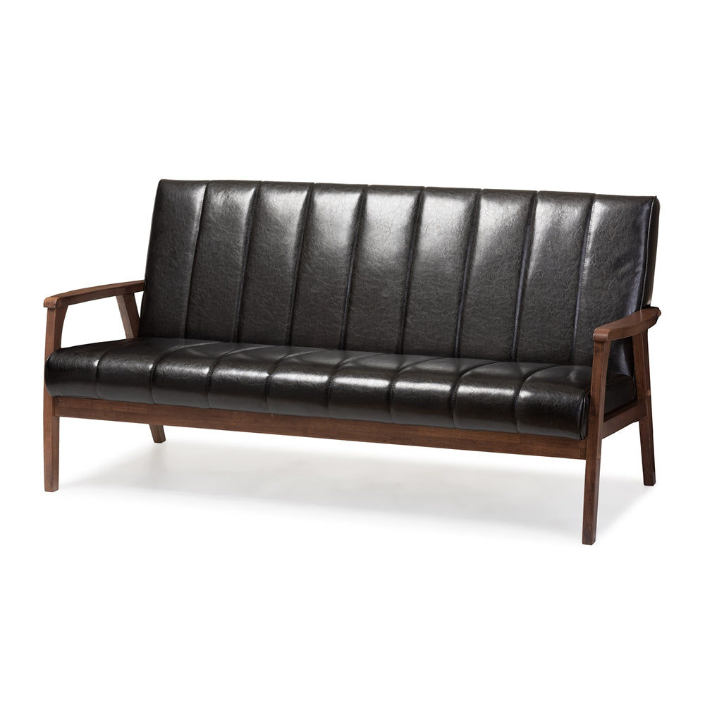 Baxton Studio - Nikko Sofa Set in Black - BBT8011A2-Black 3PC Set view 3