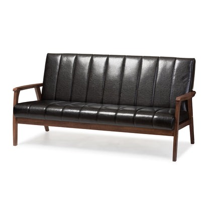 Baxton Studio - Nikko Sofa Set in Black - BBT8011A2-Black 3PC Set view 3