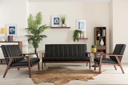 Baxton Studio - Nikko Sofa Set in Black - BBT8011A2-Black 3PC Set view 12