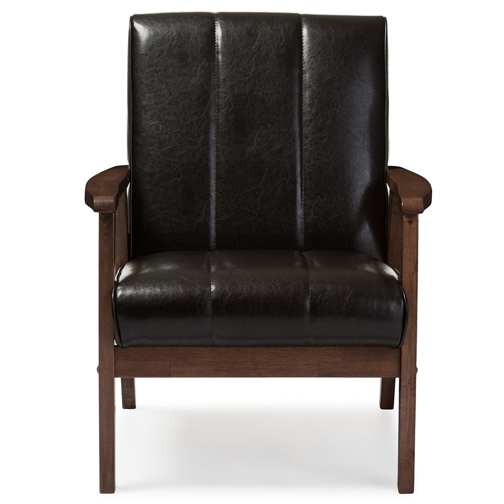 Baxton Studio - Nikko Sofa Set in Dark Brown - BBT8011A2-Brown 3PC Set view 4