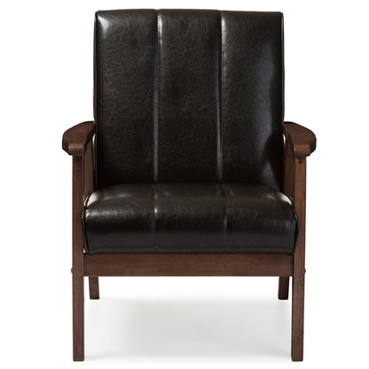 Baxton Studio - Nikko Sofa Set in Dark Brown - BBT8011A2-Brown 3PC Set view 4