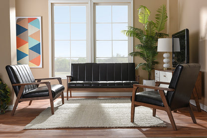 Baxton Studio - Nikko Sofa Set in Dark Brown - BBT8011A2-Brown 3PC Set view 12