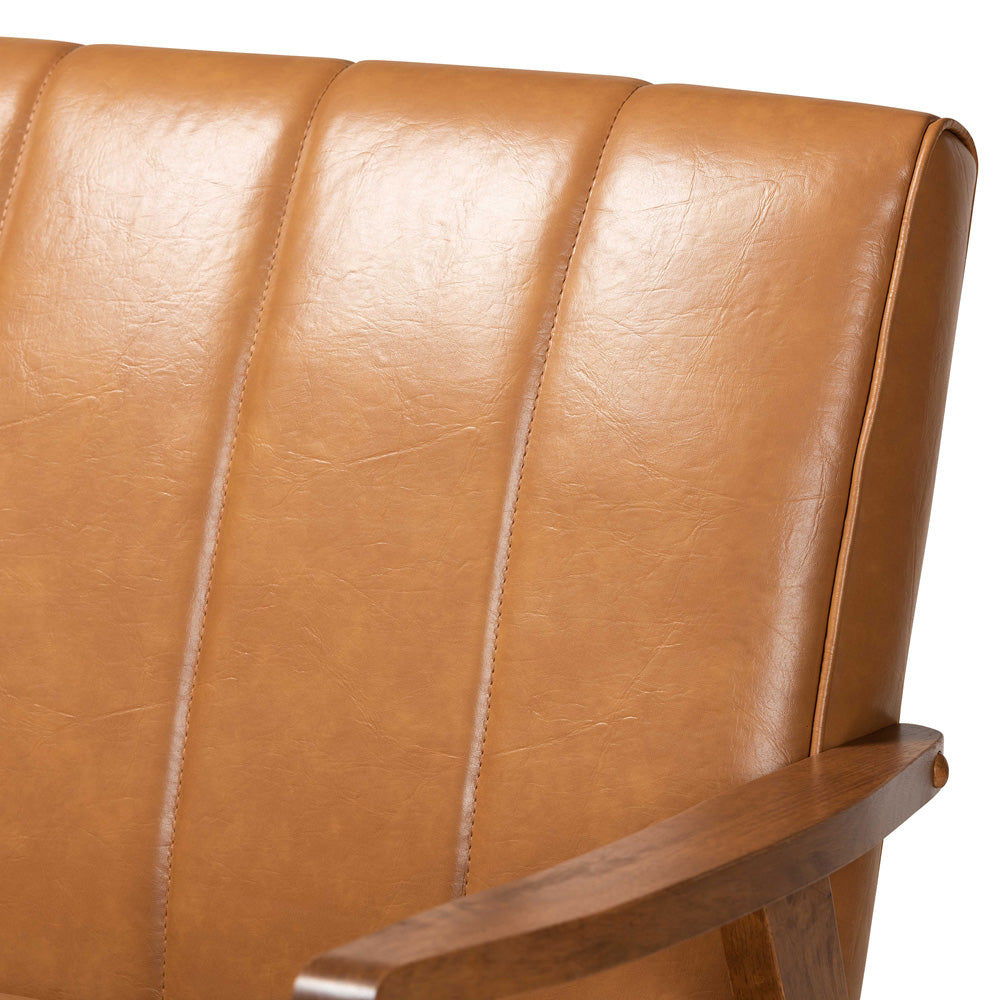 Baxton Studio - Nikko Sofa Set in Tan/walnut brown - BBT8011A2-Tan 3PC Set view 5