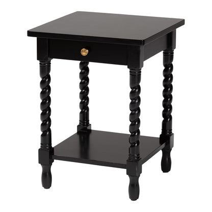 Baxton Studio - Niklas Nightstand in Black - KL-1734-Niklas-Black/Wooden-NS view 1