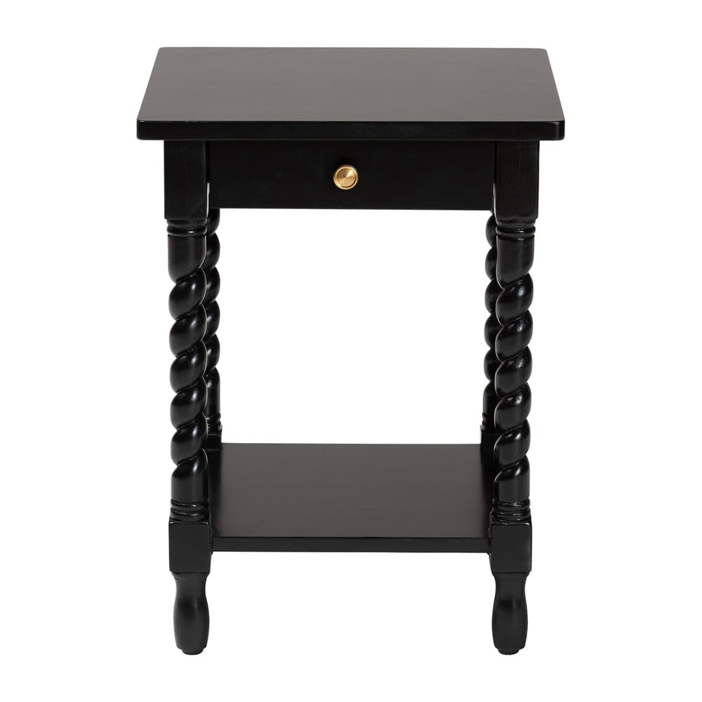 Baxton Studio - Niklas Nightstand in Black - KL-1734-Niklas-Black/Wooden-NS view 3