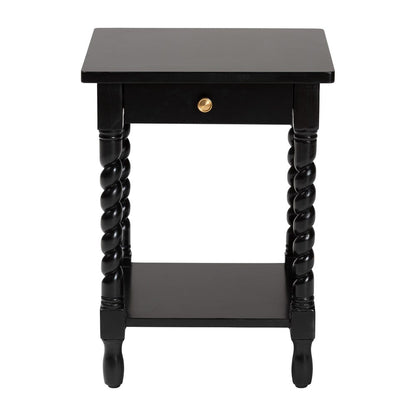 Baxton Studio - Niklas Nightstand in Black - KL-1734-Niklas-Black/Wooden-NS view 3