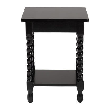 Baxton Studio - Niklas Nightstand in Black - KL-1734-Niklas-Black/Wooden-NS view 5