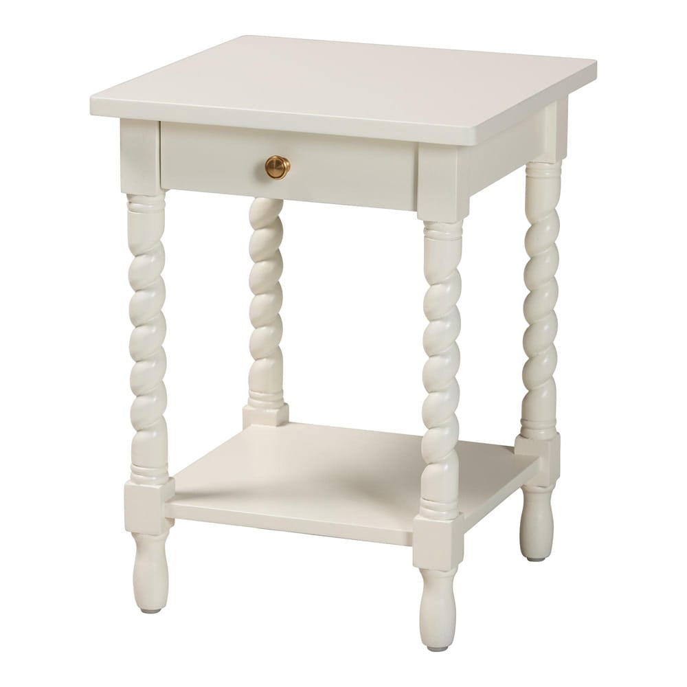 Baxton Studio - Niklas Nightstand in White - KL-1734-Niklas-White/Wooden-NS view 1